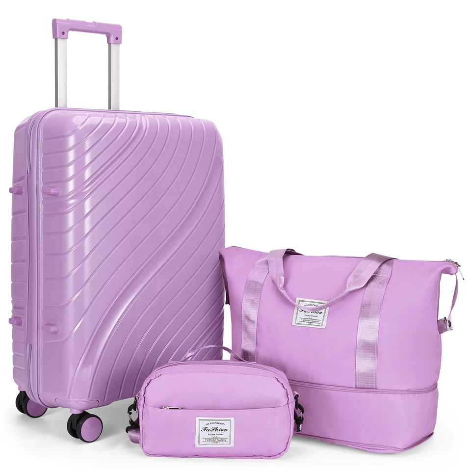 20" Luggage Set Hard Shell Suitcase Wheels with Duffel Toiletry Bag & TSA Lock - Image 1 of 1