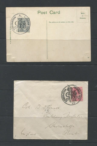 INDIA 1911 CORONATION DURBAR POSTMARK ON COVER AND POSTCARD. NICE PAIR Cover