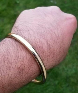 Bracciale ottone 22 ct look oro liscio tondo Sikh Kara Singh Kaur khalsa Kada L10 - Foto 1 di 10