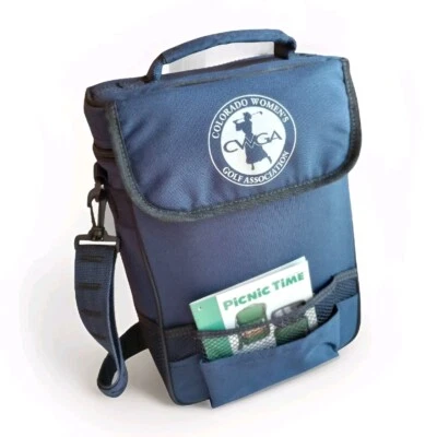 Picnic Time Wine Food Lunch Tote Hiking Cooler Blue Adjustable Crossbody Strap - Image 1 of 4