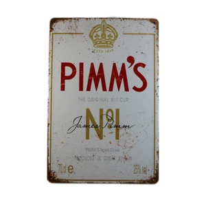 3XTin Sign PIMM’S ORIGINAL NO.1 CUP James Pimm Sprint DrinkBarWhisky Rustic Look - Picture 1 of 3