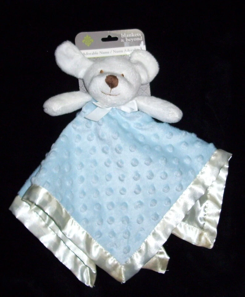 NEW Blankets & Beyond Blue Puppy Dog Baby Blanket Minky Dot White Satin Lovey - Image 1 of 1