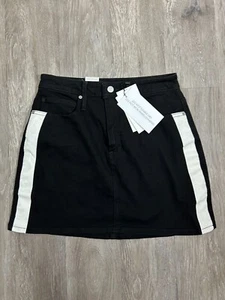Calvin Klein Jeans American Classic Hi-Rise Mini Skirt Black White Womens 32 NWT - Picture 1 of 9