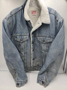 Vintage 80s Levis Sherpa Denim Trucker Jacket (50-R) Made in USA - Picture 1 of 17