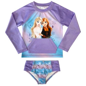 Frozen Swimsuit Girl Rash Guard Shirt Tankini Set Elsa Anna Disney 3T 4T 5T 6 6x - Picture 1 of 4