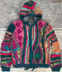 COOGI AUSTRALIA People Plant Pattern Art 90s vintage Retrofit Knit Hoodie Used - Picture 1 of 12