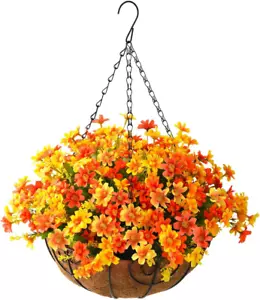 Artificial Hanging Flowers in Basket for Outdoors Fall Decoration,Faux Silk F... - Picture 1 of 1