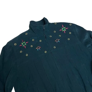 VTG Harris Wallace Women’s M Full Zip Collared Jacket Spring Colorful Artsy Geo - Picture 1 of 13