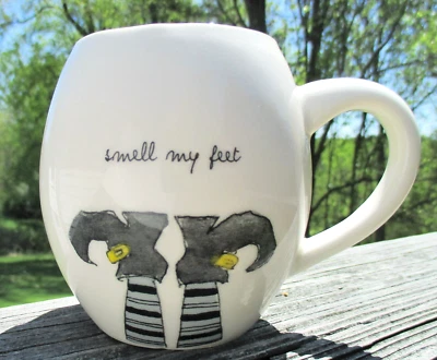 Rae Dunn Magenta SMELL MY FEET Mug Witch Legs Purple Interior M Logo - Image 1 of 4