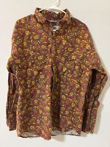 Gitano Vintage Long Sleeve Button Up Shirt Men's Medium, Red/Yellow Design - Picture 1 of 5