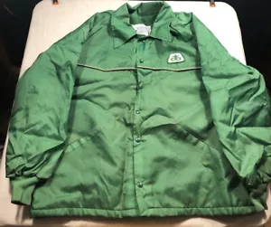 "Chaqueta de agricultor de nailon verde vintage Pioneer forro de piel sintética stock antiguo 54"" pecho" - Imagen 1 de 6
