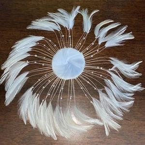 1 Piece FULL FEATHER PINWHEEL Sky Blue Hackle Feathers- Headbands/Beads/Hats - Picture 1 of 6