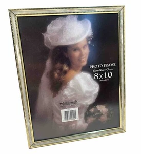 8x10 Intercraft Vintage Gold White Inlay Engraved Metal Picture Photo Frame - Picture 1 of 12