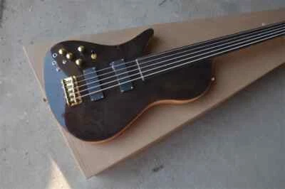 Hot Sale New Black Left Hand 5-string Fingerboard No Frets Electric Bass Guitar - Image 1 of 4