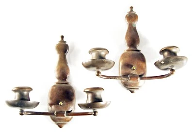 Par de apliques de pared artesanales martillados de cobre de 2 brazos Foto 1 de 4