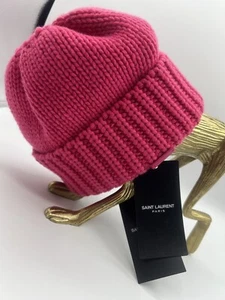 Beautiful! Yves Saint Laurent YSL Knit Pink Beanie, Hat Bonnet, NWT $495 - Picture 1 of 12