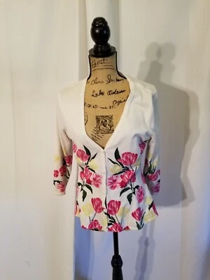CÁRDIGAN INC INTERNATIONAL CONCEPT MARCA MUJER ESTAMPADO FLORAL ABOTONADO M Foto 1 de 4
