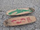 2 Vintage Nash Surfboards SHARK Wood/Fifteen Toes Skateboard Metal Wheels  