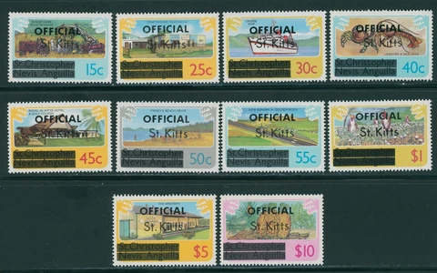 St. Kitts Scott #O1-O10 MNH OFFICIAL On 1st Issue CV$4+ 396014 Cover
