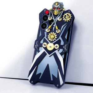 Für iPhone 15 Etui Schädel Punk Stoßfest Metall Panzerung Abdeckung Aluminium Stoßstange - Bild 1 von 25