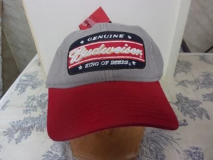 Vtg. Promotional Budweiser Beer Red, Gray, Black Embroidered Baseball Hat NWT - Picture 1 of 7