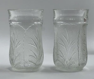 Par de vasos de vidrio transparente vintage INDIANA GLASS GUIJARRO HOJA vasos té agua - Imagen 1 de 4