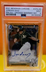 2021 Bowman Chrome Jordan Diaz #CPA-JDI Orange Shimmer AUTO /25 ATHLETICS PSA-9 - Picture 1 of 3