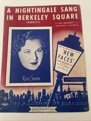 Raro 1940 A Nightingale Sang In Berkeley Square Partituras con Kate Smith Foto 1 de 4