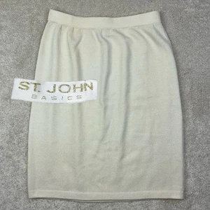 St. John Basics Women’s Santana Knit Ivory Cream Wool Blend Pencil Pull Skirt 16 - Picture 1 of 13