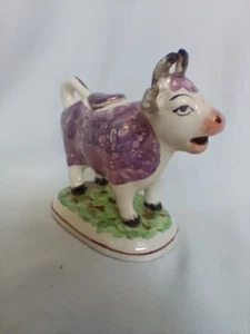 antikes Staffordshire Milchkännchen in Kuhform Cow Creamer Perlmutlüster - Picture 1 of 11