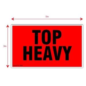 5" x 3" TOP HEAVY Handling Stickers, Shipping Labels - 1500pc, 3 Rolls - Picture 1 of 1