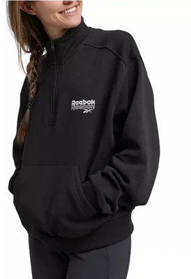 Nuevo con etiquetas Sudadera para mujer Reebok Identity Cuarto Cremallera Negra Talla Grande $60 Foto 1 de 4
