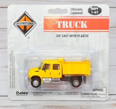 Caminhão basculante Boley 4175-88 International cabine dupla eixo único amarelo escala 1/87 HO - Imagem 1 de 3