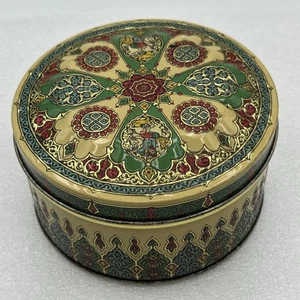 Bunte Vintage geprägte niederländische Süßigkeiten Keksdose 6” x 3”D - Made in Holland - Bild 1 von 12