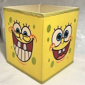 Spongebob Squarepants Embroidered Cloth Lampshade Four-Sided Faces 10x9x9 - Picture 1 of 6