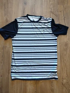 Volcom Mens Surfing Rash Guard Large Stripe Black And White Uv Fishing Shirt - Picture 1 of 2