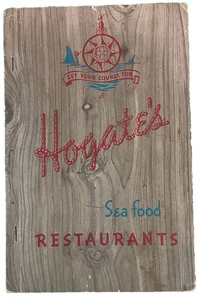 Vintage 1940s Hogate's Seafood Restaurant Menu Washington DC Ocean City NJ - Picture 1 of 6