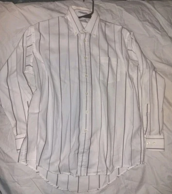 VTG Members Only Shirt Long Sleeve Button Up Single Stitch White With Pinstripes - Image 1 of 4
