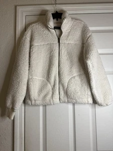 Abercrombie & Fitch sz S Sherpa Fleece Jacket ivory pullover women HU - Picture 1 of 5