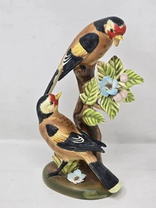 Vintage Norcrest Birds Finches Ceramic Figurine A-212 Tree Flowers Japan DAMAGED - Picture 1 of 9