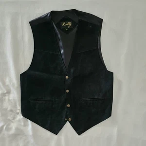 Scully Vest Men's XL Black Suede Western Cowboy Snaps - Picture 1 of 7