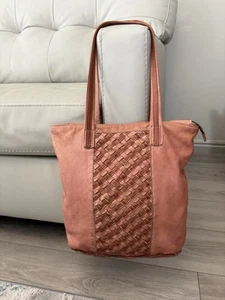 Civico 9 Brown Leather Brown Cognac Tote Bag - Picture 1 of 13
