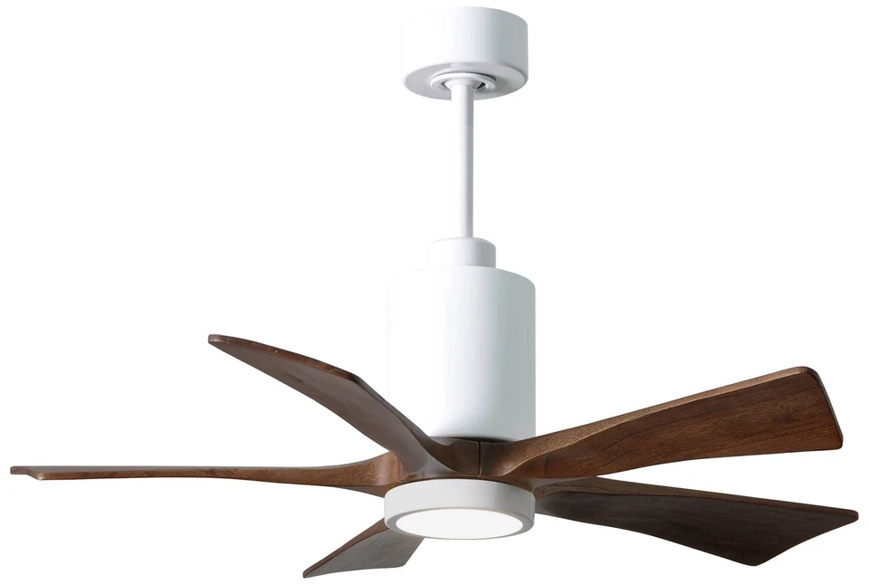 42" Patricia-5 Gloss White LED Ceiling Fan w/ Walnut Blades - Image 1 of 1