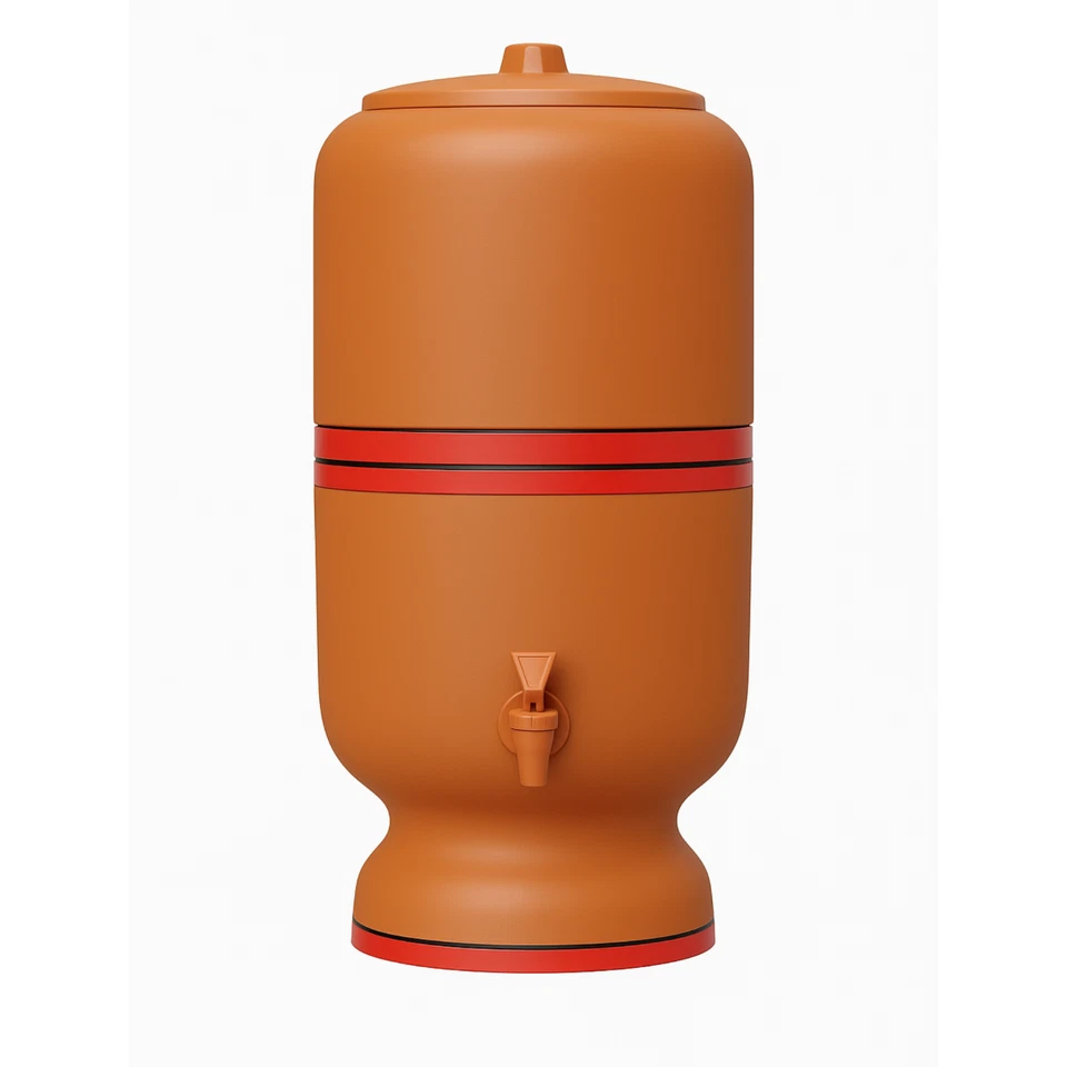 Filtro de agua de arcilla brasileño 4L + base de almacenamiento 4L - capacidad total 8L Foto 1 de 4