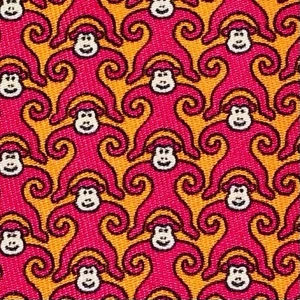 Hermes Herren Krawatte Affe Allover Muster Krawatte Seide rosa orange weiß Breite 9cm - Bild 1 von 8