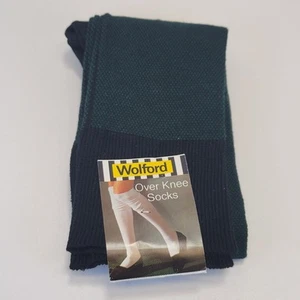 Vintage Wolford Over Knee Socks Green One Size 32161 - Picture 1 of 2