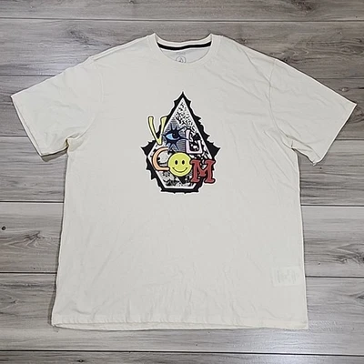 Volcom T-Shirt Men's 2XL Beige Graphic Short Sleeve - Image 1 of 4