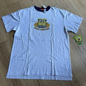 Camicia vintage nuova con etichette Nickelodeon SpongeBob SquarePants "Ive Got A Nerdy Mind" L/XL 2005 - Foto 1 di 11