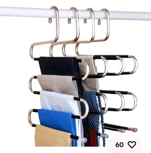 3 Trousers Hangers 5 Layers S Shape Pants Scarf Hanger Holder Closet Space Saver - Picture 1 of 12