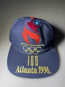 Vintage 1996 Olympics Logo 7 Olympic Torch Big Logo Snapback Cap Hat - FLAWS - Picture 1 of 14